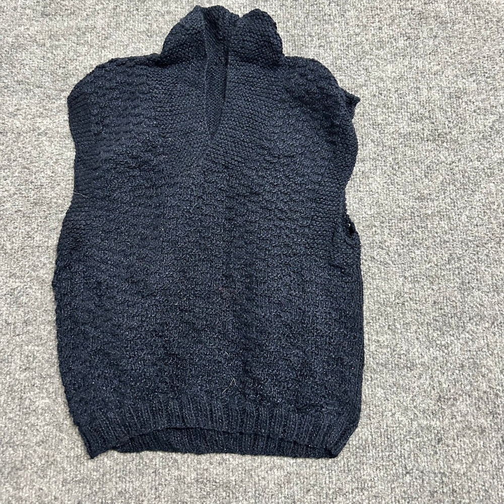 Unbranded Sweater Vest Womens Size S Navy Blue Knit Sleeveless V-Neck Textured